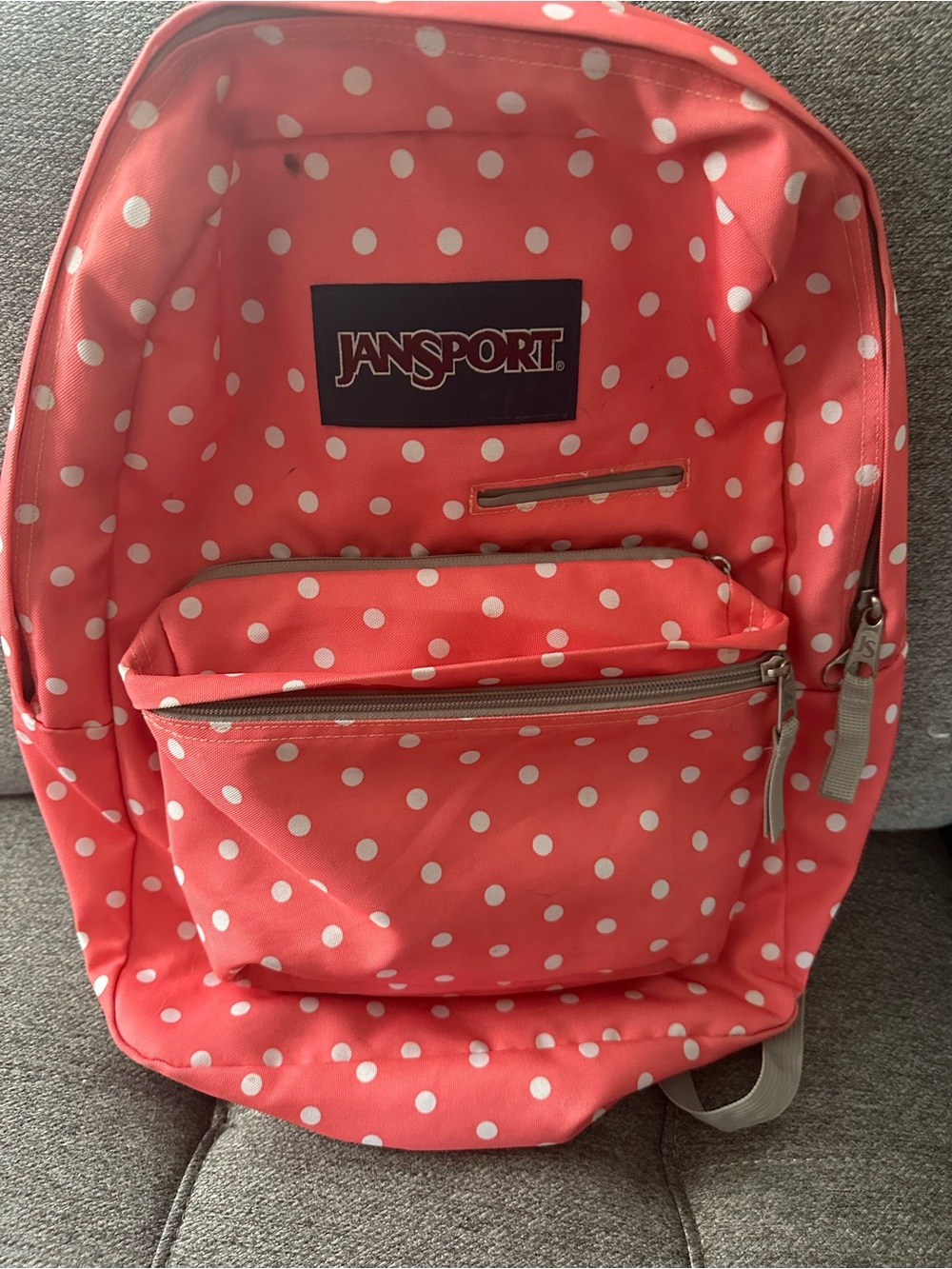 JanSport Coral Polka Dot Kids Backpack